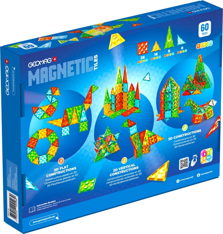 Geomag - Magnetic Tiles Gems 60pcs