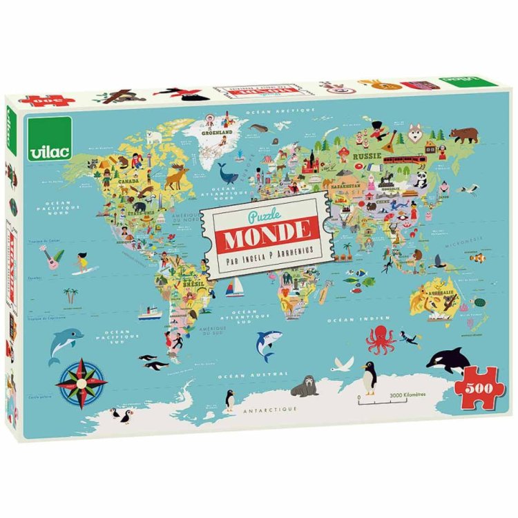 Vilac - Puzzle Παγκόσμιος Χάρτης 500τεμ