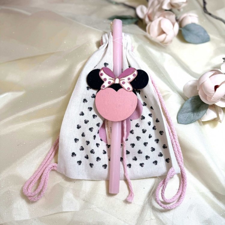 Λαμπάδα Minnie Ροζ Με Σετ Σακίδιο