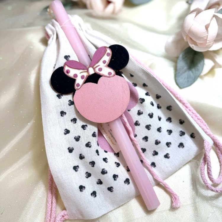 Λαμπάδα Minnie Ροζ Με Σετ Σακίδιο
