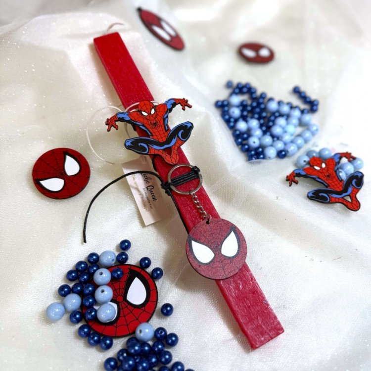 Λαμπάδα Spiderman Με Μπρελοκ Κόκκινη