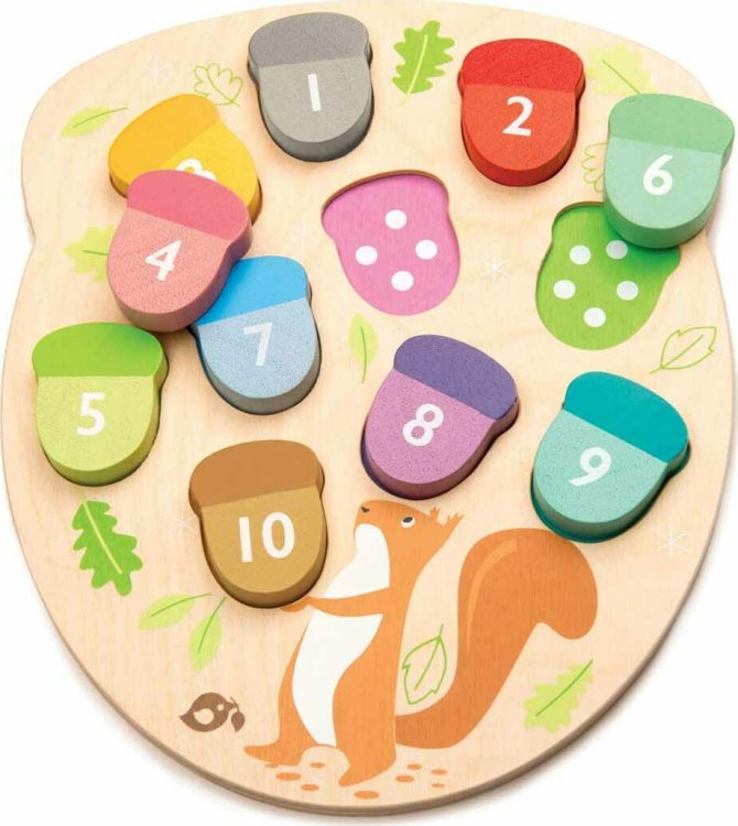 Tender Leaf - Ξύλινο Παιδικό Puzzle Σφηνώματα Αρίθμηση και Χρωμάτα