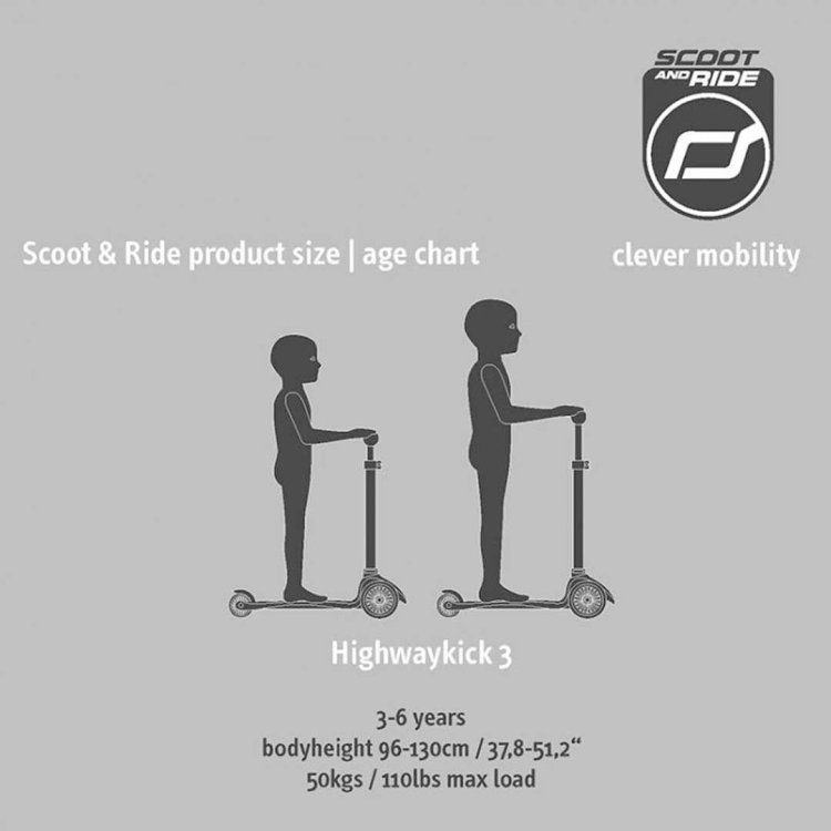 Scoot and Ride Παιδικό Πατίνι HighWay Kick 3 Led Steel