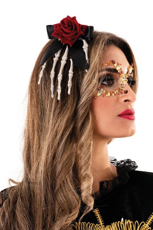 Αποκριάτικο Αξεσουάρ Hairclip Χέρι Με Τριαντάφυλλο