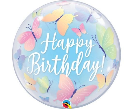 Bubble Μονό 22" Birthday Soft Butterflies  - Πεταλούδες