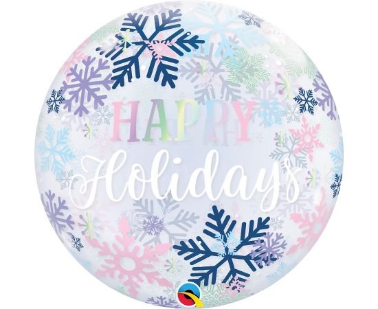 Bubble μονό 22" Happy Holidays Snowflakes - Χιονονιφάδες