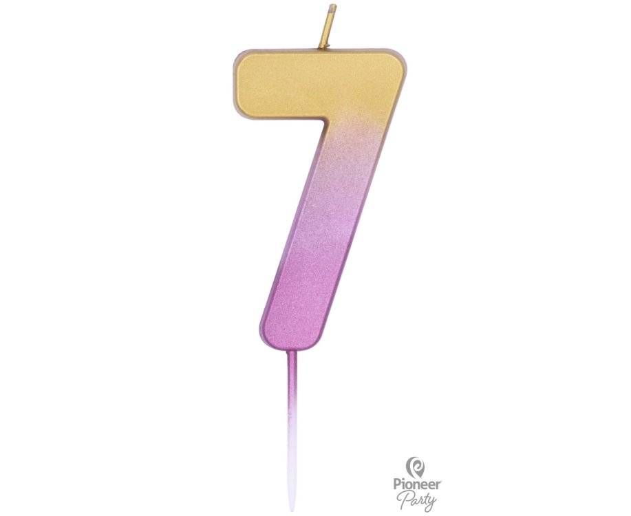 Κερί Νούμερο "7" Ροζ Χρυσό Ombre / 6.7 εκ