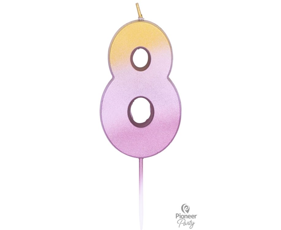 Κερί Νούμερο "8" Ροζ Χρυσό Ombre / 6.7 εκ