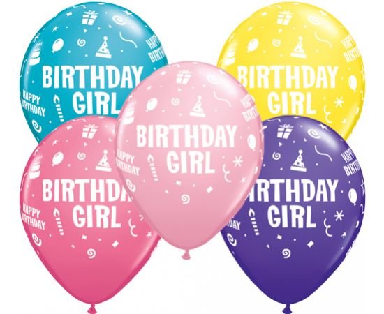 Μπαλόνια Λάτεξ 11" Birthday Girl /25 τεμ