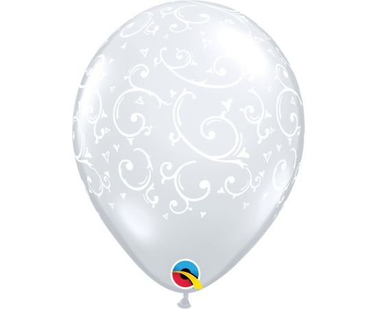Μπαλόνια Λάτεξ 11" Διάφανο Filigree & Hearts-A-Round / 50 τεμ.