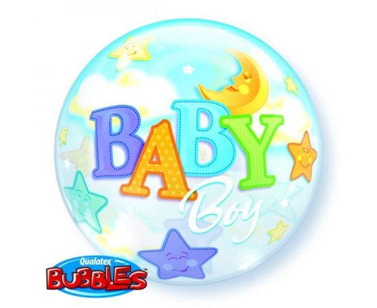 Bubble μονό Baby Boy Moon and Stars