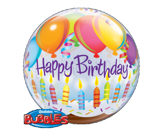Bubble Μονό Birthday Balloons & Candles