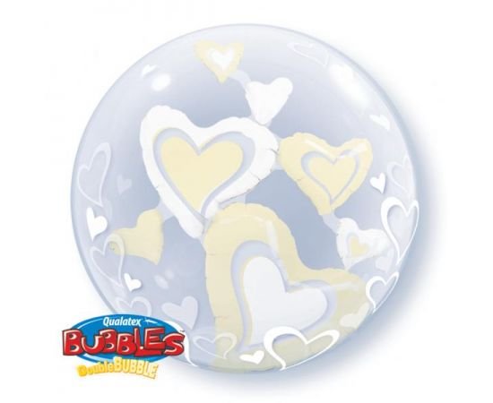 Bubble διπλό White & Ivory Floating Hearts