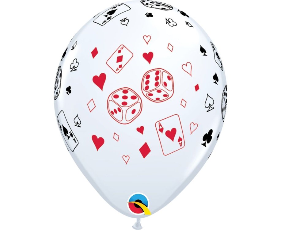 Μπαλόνια Λάτεξ 11" Cards and Dice White /25 τεμ - casino