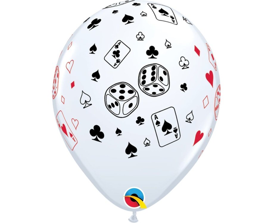 Μπαλόνια Λάτεξ 11" Cards and Dice White /25 τεμ - casino