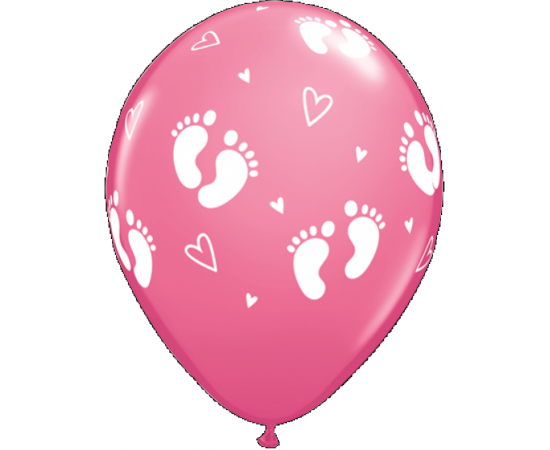 Μπαλόνια Λάτεξ 11" Baby Footprints Rose / 25τεμ