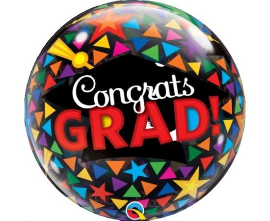 Bubble Μονό 22" Congrats Grad Caps & Triangles