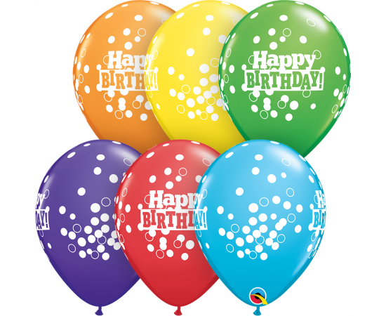 Μπαλόνια Λάτεξ 11" Birthday Confetti Dots Rainbow Ast/ 25 τεμ