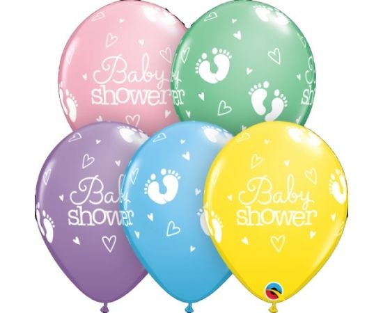 Μπαλόνια Λάτεξ 11" Baby Shower Footprints & Hearts Ast /25 τεμ