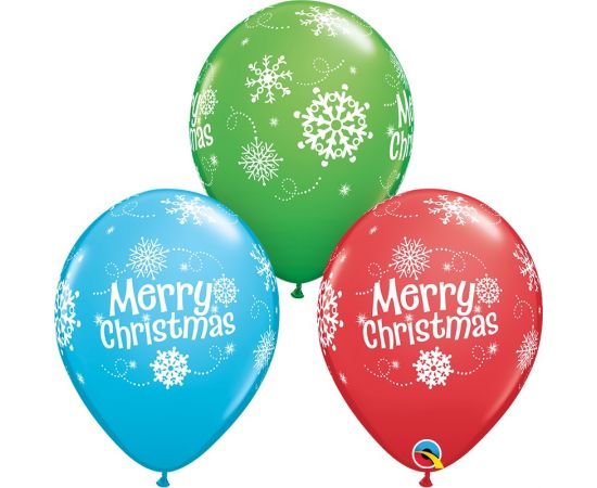 Μπαλόνια Λάτεξ 11" Merry Christmas Snowflakes 25 τεμ.