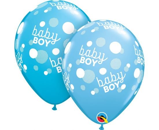 Μπαλόνια Λάτεξ 11" Baby Boy Dot Pale Blue & Robins 25τεμ