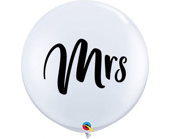 Μπαλόνι Λάτεξ 3' Λευκό Mrs / 2 τεμ Wedding - Γάμος