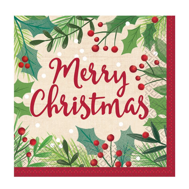 Χαρτοπετσέτες Φαγητού Merry Holly Day Christmas 16τεμ.