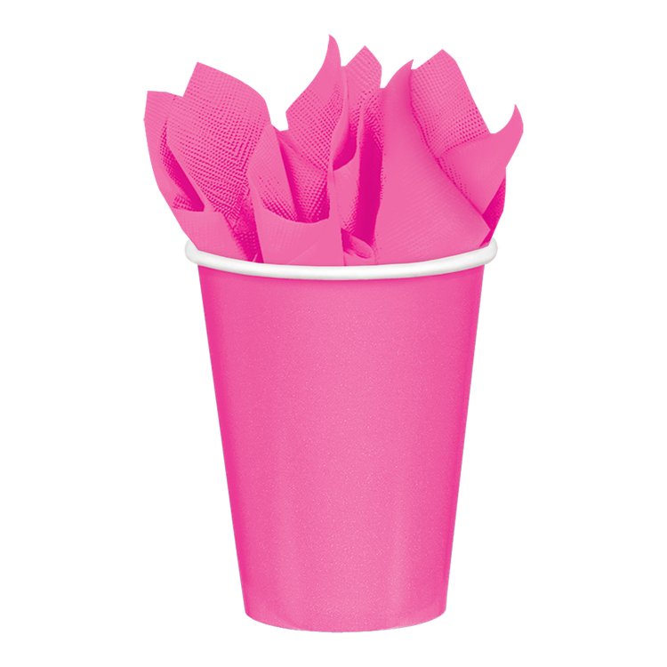 Ποτήρια χάρτινα 250ml Bright Pink /8 τεμ - Φούξια