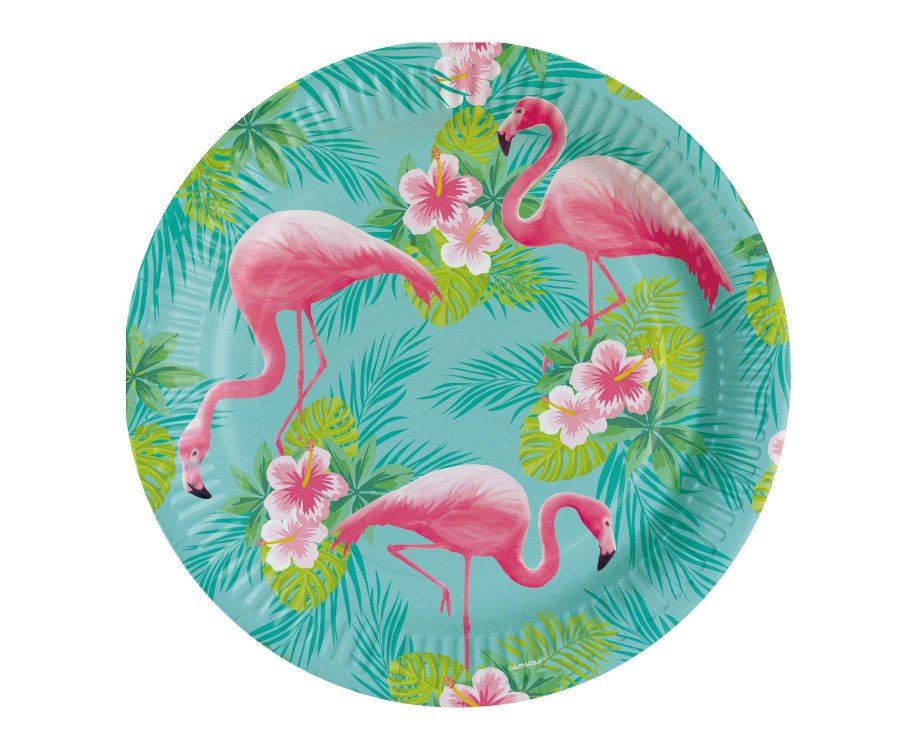 Πιάτα χάρτινα φαγητού 23εκ Flamingo Paradise /8 τεμ