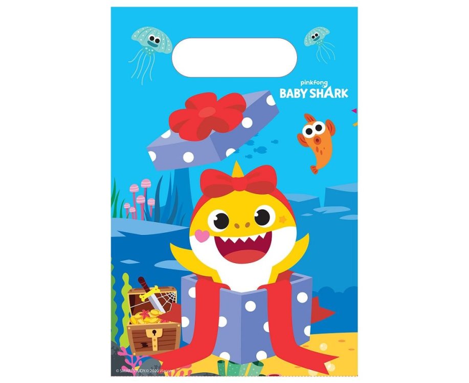 Τσάντες Δώρου χάρτινες Baby Shark / 8 τεμ