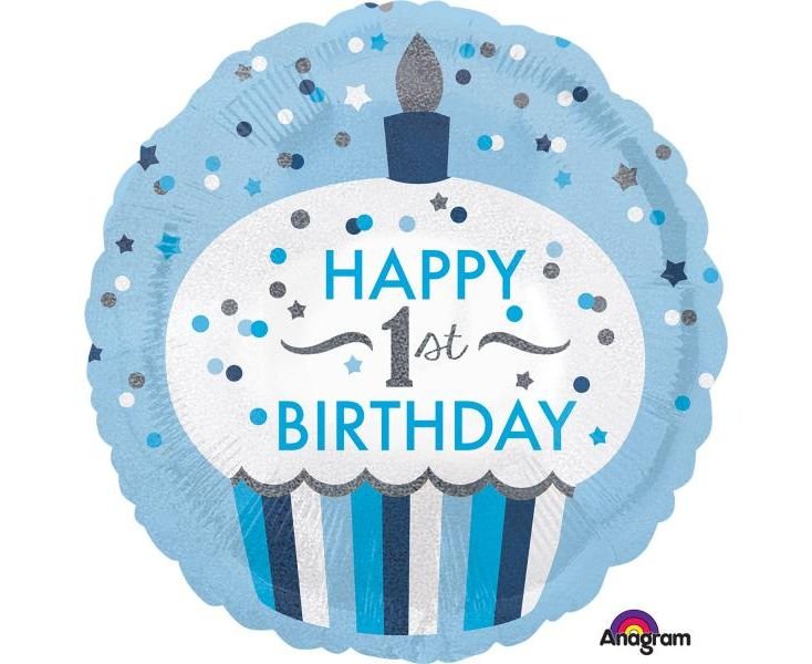 Μπαλόνι Φοιλ 18" Στρογγυλό 1st Birthday Cupcake Boy