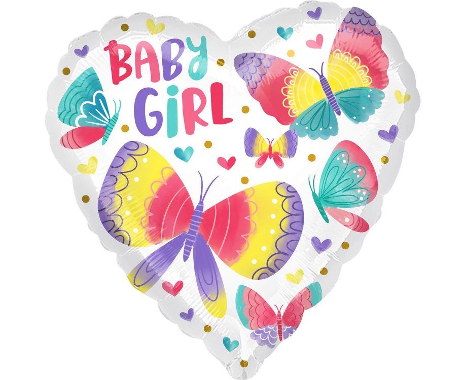 Μπαλόνι Φοιλ 17" Baby Girl Watercolor Butterflies / 43 cm