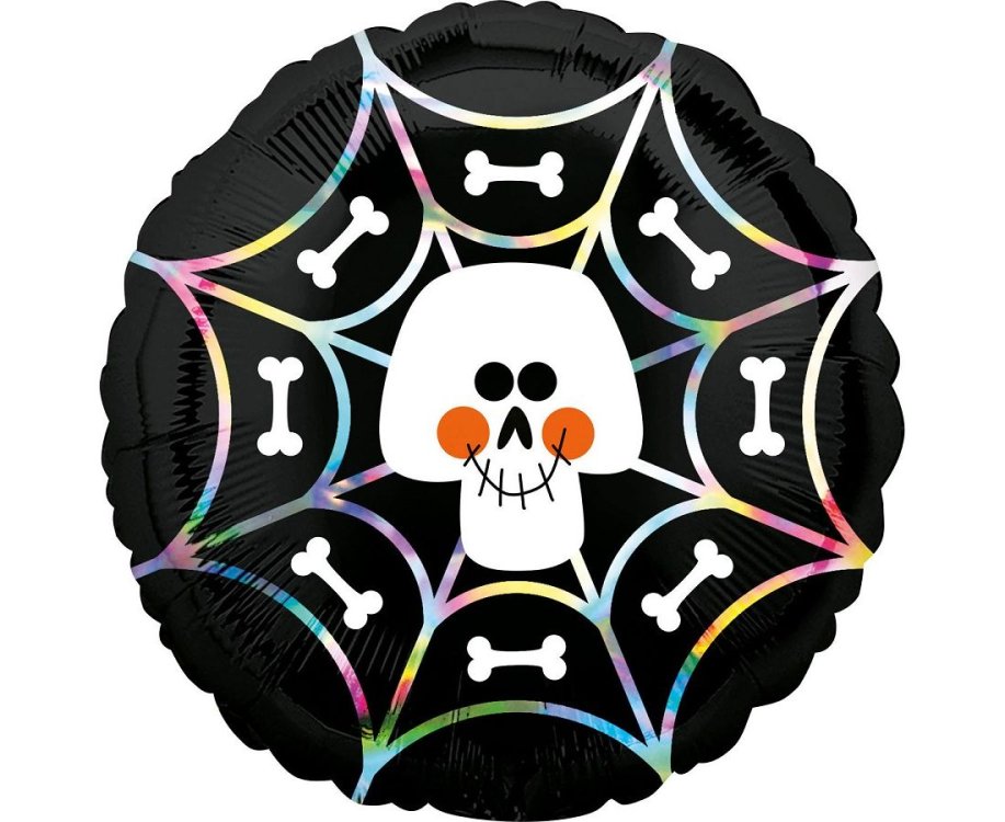 Μπαλόνι Φοιλ 17" Iridescent Skull Web / 43εκ - Νεκροκεφαλή