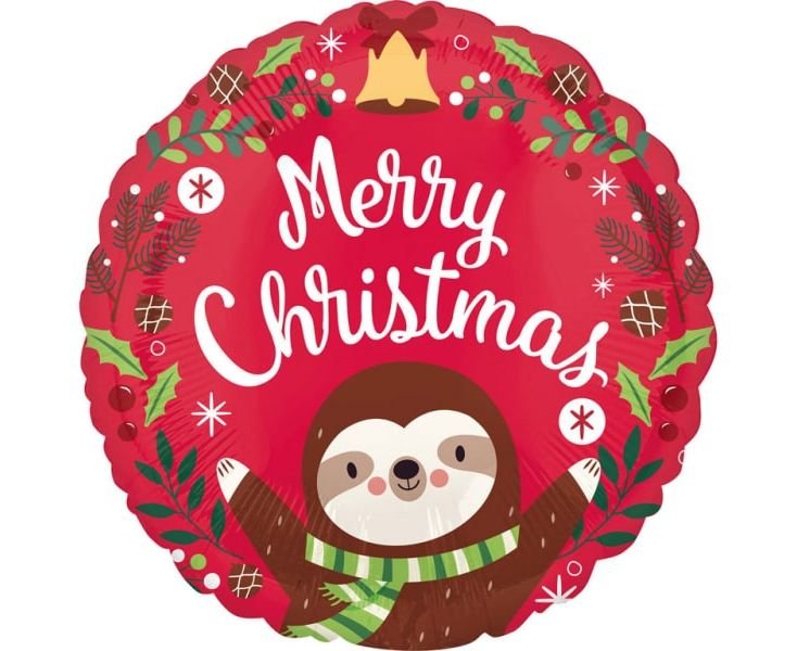 Μπαλόνι Φοιλ 17" Christmas Sloth / 43 εκ - Βραδύπους