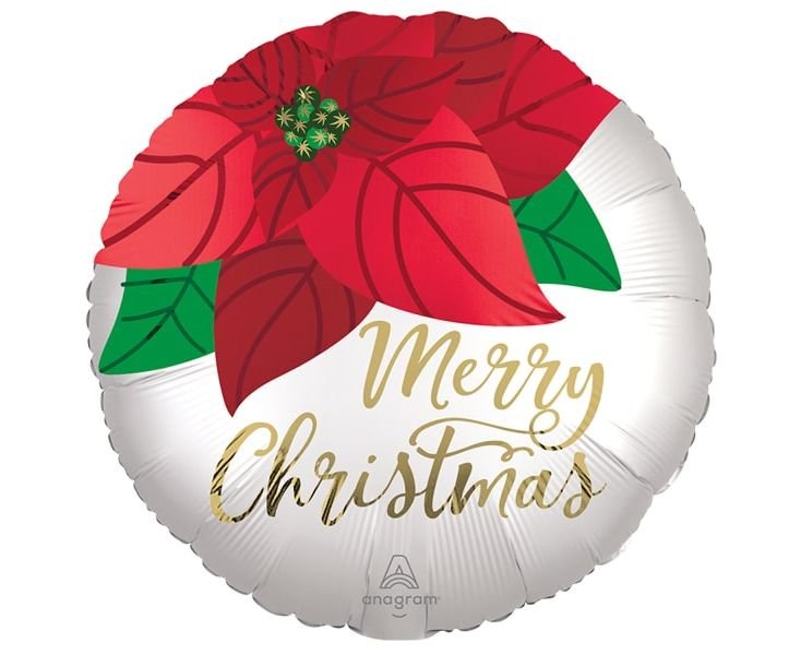 Μπαλόνι Φοιλ 17" Merry Christmas Satin Christmas Poinsetta / 43 εκ