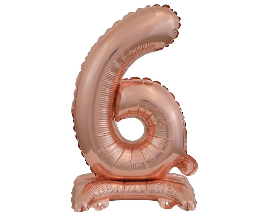 Μπαλόνι Φοιλ Μίνι με βάση Νούμερο "6" Ροζ Χρυσό