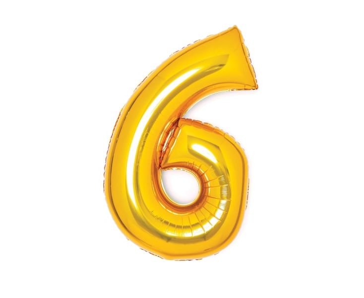 Μπαλόνι Φοιλ Σχήμα Χρυσό 26" Νούμερο "6"