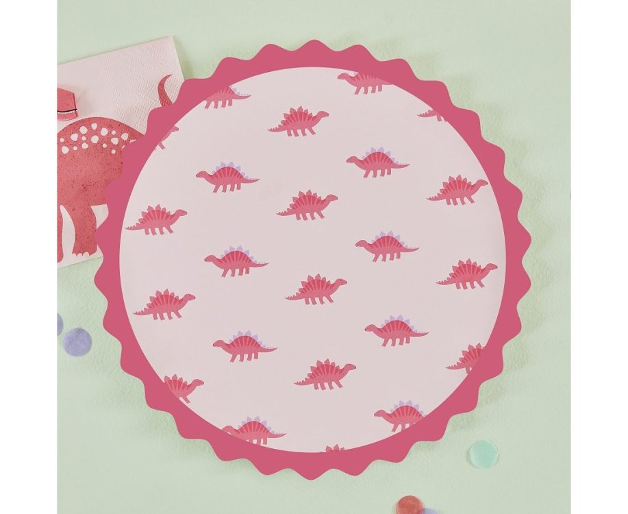 Πιάτα Χάρτινα Ροζ Δεινόσαυρος/ Pink Dinosaur / 8 τεμ