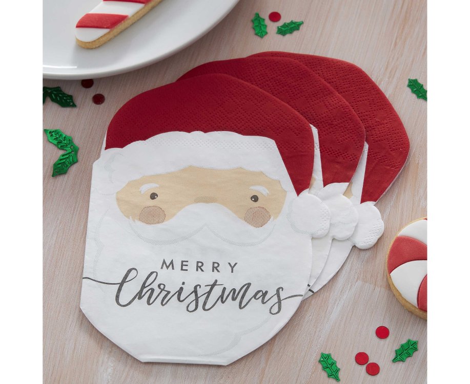 Χαρτοπετσέτες σε Σχήμα Άγιος Βασίλης Merry Christmas / 16 τεμ