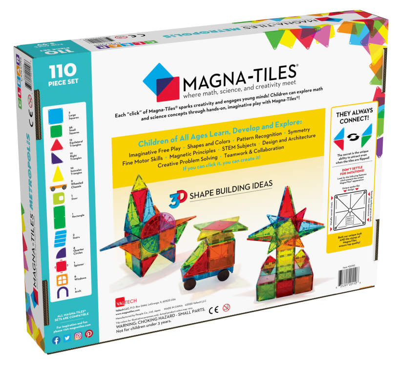 Magna-Tiles Μαγνητικό Παιχνίδι 110 κομματιών Metropolis