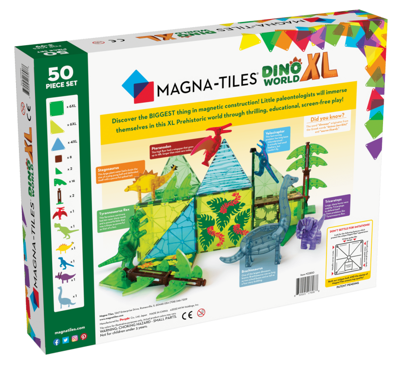 Magna-Tiles Μαγνητικό Παιχνίδι Dino World XL 50 κομματιών