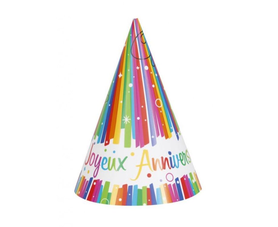 Καπελάκια Rainbow Ribbons Joyeux Anniversaire / 8 τεμ