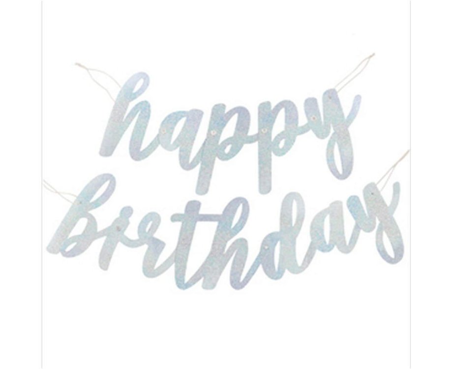 Γιρλάντα Γράμματα Black & Silver Glitz "Happy Birthday" Prismatic Foil