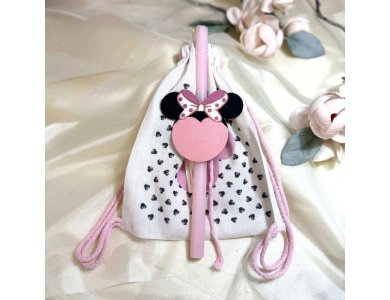 Λαμπάδα Minnie Ροζ Με Σετ Σακίδιο