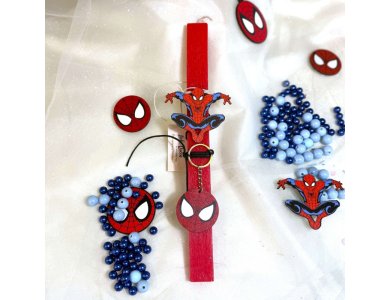 Λαμπάδα Spiderman Με Μπρελοκ Κόκκινη