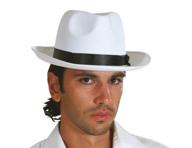 Αποκριάτικο Αξεσουάρ Καπέλο Αλ Καπόνε Λευκό
