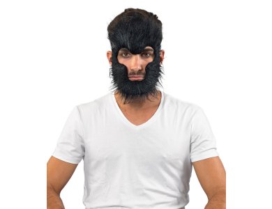 Αποκριάτικο Αξεσουάρ Τριχωτή Μάσκα προσώπου μαύρη