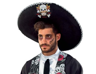 Αποκριάτικο Αξεσουάρ Καπέλο μεξικάνου με Νεκροκεφαλές