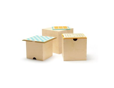 KIDS CONCEPT. Σετ 3 επιτραπέζια παιχνίδια σε ξύλινα κουτιά αποθήκευσης
