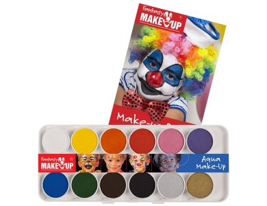 Παλέτα 12 Aqua Χρωμάτων Face Painting και οδηγίες και 2 πινέλα